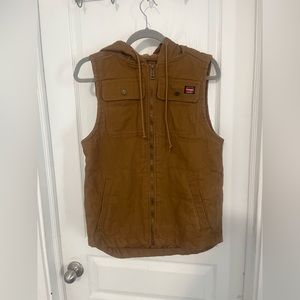 Wrangler Workwear Men's Work Vest with Hood, Size: S/CH (34-36) Brown